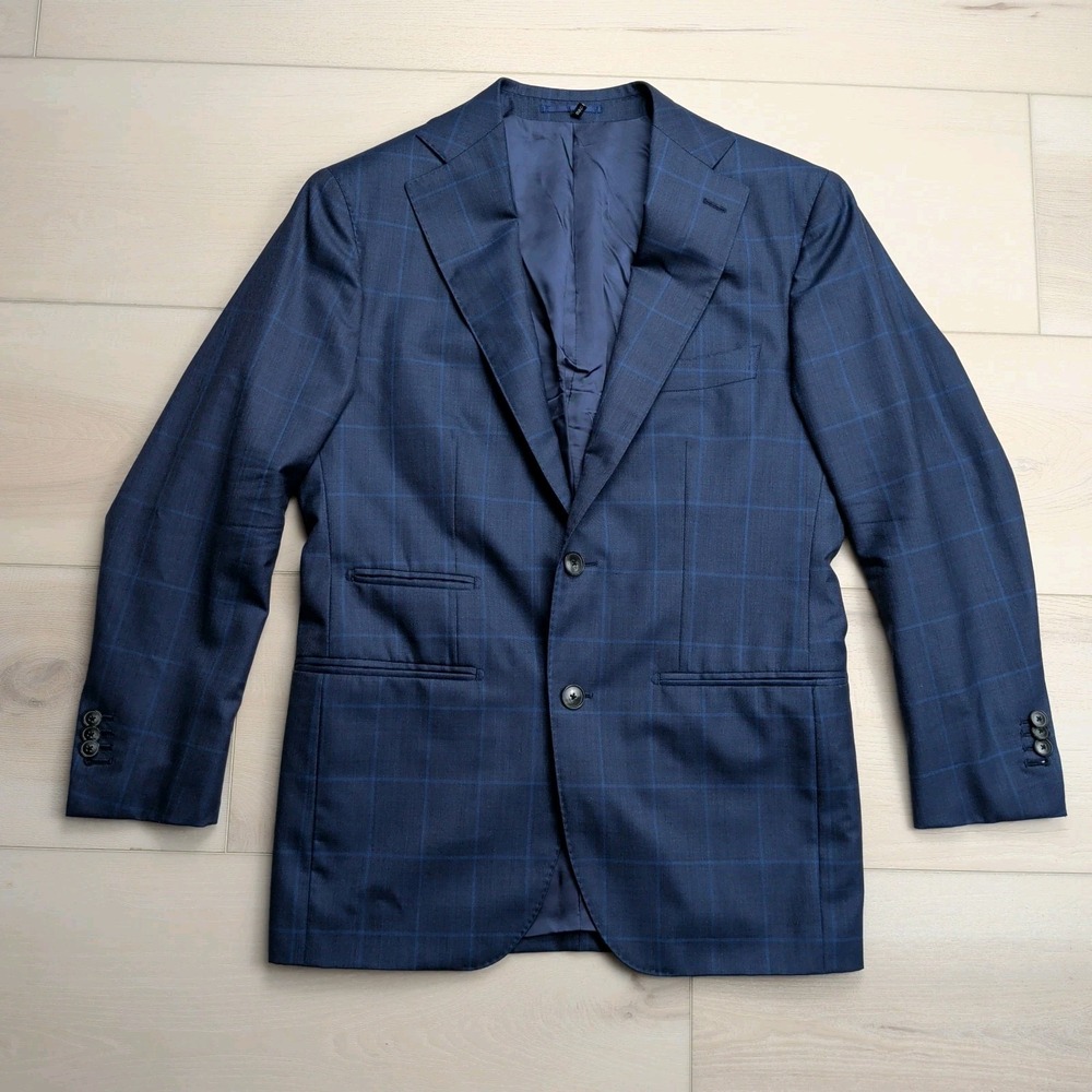 SuitSupply Lazio Sport Coat‎ Blazer Mens 46R (Fits 39R) Blue Windowpane